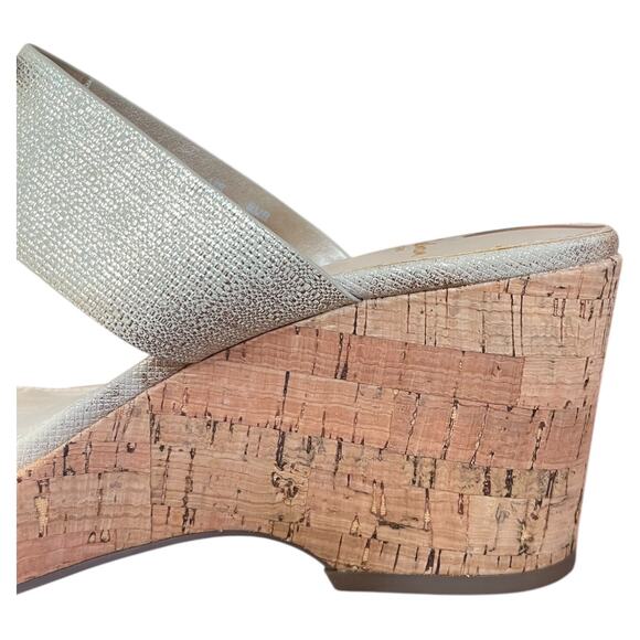 Sam Edelman New York Yardlie Cork Wedge Thong Sandals Muted Gold Leather Women 8 - Picture 2 of 7